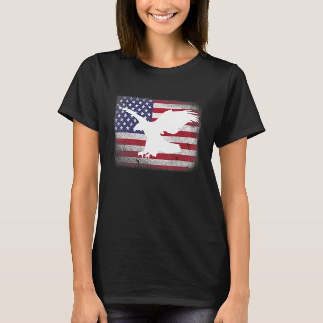 Patriotic Us Usa American Flag Eagle 4th Of July T-Shirt (Front)