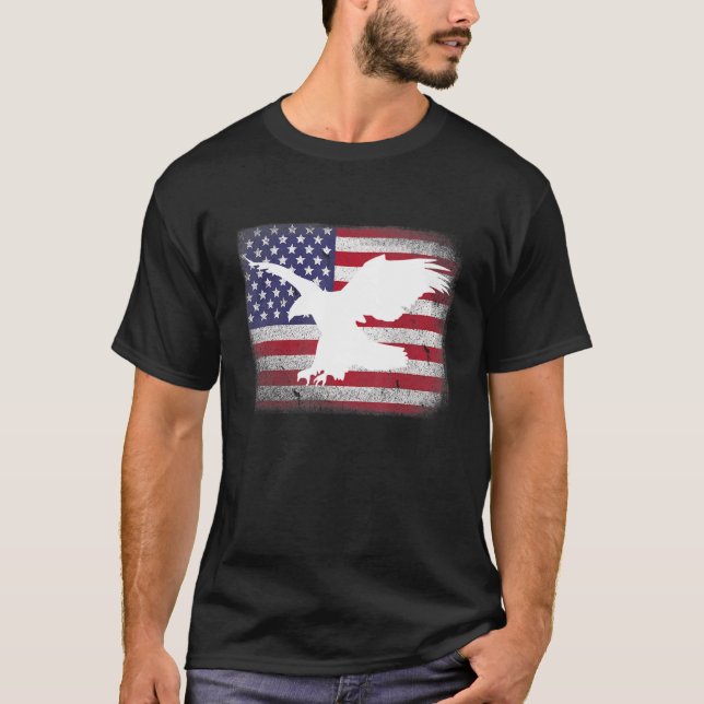 Patriotic Us Usa American Flag Eagle 4th Of July T-Shirt (Front)
