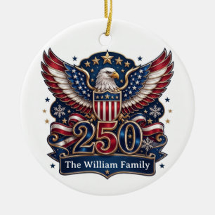 Patriotic USA 250 Eagle Custom Family Ornament