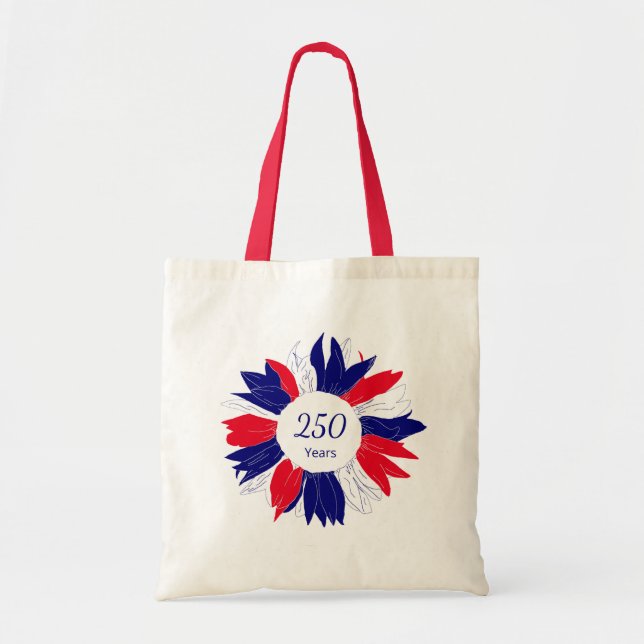 Patriotic USA 250 Years Fourth of July Floral  Tote Bag (Front)