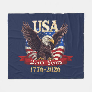 Patriotic USA 250th 1776-2026 American Flag Eagle Fleece Blanket