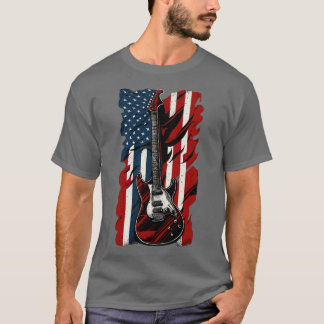 Patriotic USA 4th of July Guitarist Concert Festiv T-Shirt
