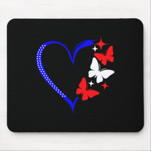 Patriotic Usa 4th Of July Heart With Red White But Mouse Mat