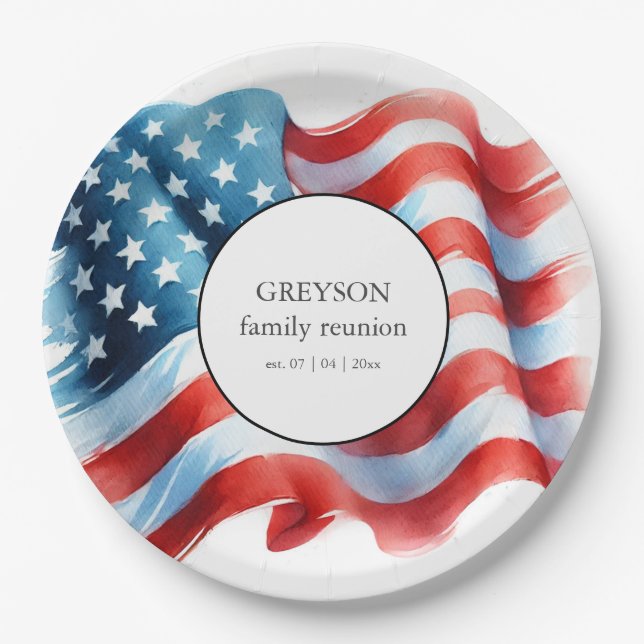 Patriotic USA 4th of July Table Decorations Paper Plate (Front)
