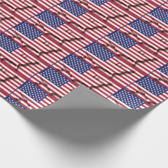 Patriotic USA America Flag Map Wrapping Paper (Corner)