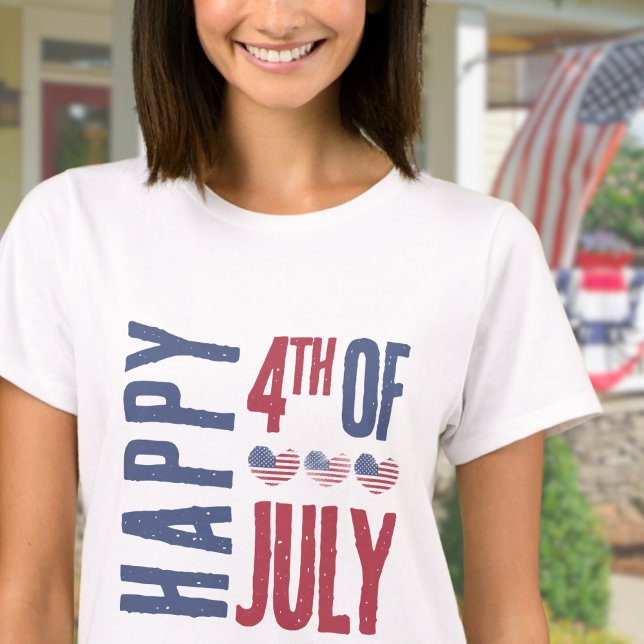 Patriotic USA American Flag 4th Of July T-Shirt (Cute Patriotic USA American Flag Heart 4th Of July T-Shirt)