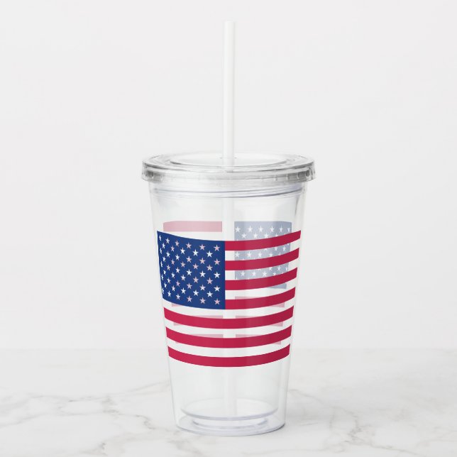 Patriotic USA American Flag Acrylic Tumbler (Front)