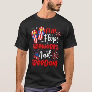 Patriotic USA American Flag Flip Flops Fireworks A T-Shirt