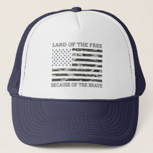 Patriotic USA American Flag Land of The Free Trucker Hat