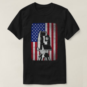 Patriotic USA American Flag Land Surveyor T-Shirt