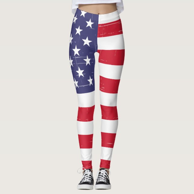 Patriotic USA American flag Leggings (Front)