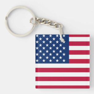 Patriotic USA American Flag Red White and Blue  Key Ring