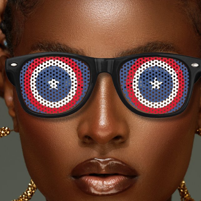 Patriotic USA American Flag Red White & Blue Retro Sunglasses (red white and blue retro sunglasses)