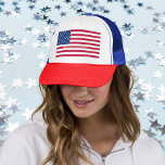 Patriotic USA American Flag Stars Stripes Red Blue Trucker Hat<br><div class="desc">The American, Stars and Stripes, Old Glory, Star-Spangled Banner, USA flag, custom, personalised, name monogram / initials, patriotic, america, cool red blue white trucker mesh hat, to show your pride, patriotism, love. To customise, simply enter your name / family name / company name / team name / monogram / initials....</div>