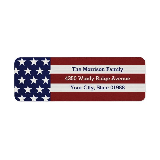 Patriotic USA American Flag Stars & Stripes Return Address Label