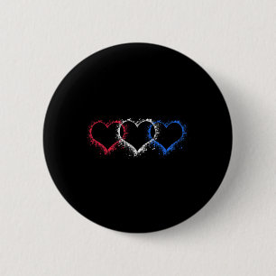 Patriotic Usa American Hearts Armed Forces 4th Of  6 Cm Round Badge
