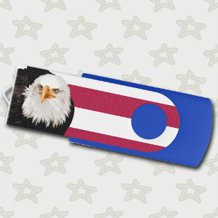 Patriotic USA Bald Eagle Red White Blue Stripes USB Flash Drive