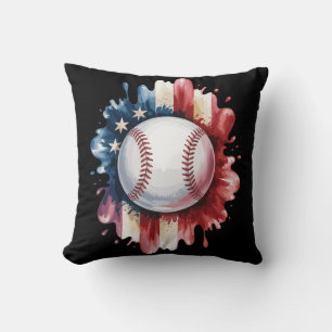 Patriotic USA Baseball American Flag Vintage Sport Cushion
