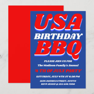 Patriotic USA BBQ Party Invitation