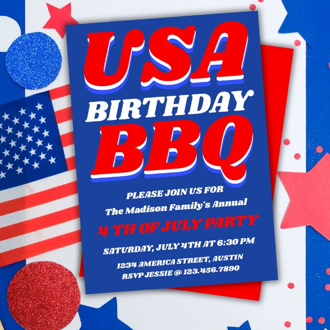 Patriotic USA BBQ Party Invitation (Creator Uploaded)