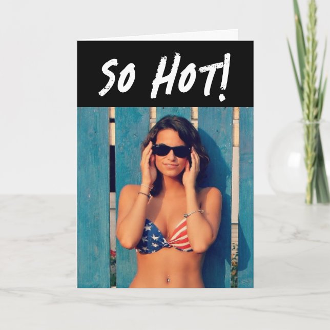 PATRIOTIC USA BIKINI GIRL FUNNY BIRTHDAY CARD (Front)