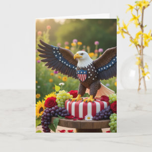 Patriotic USA Birthday Card, American Flag, Eagle Card