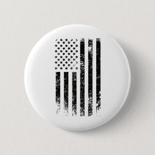 Patriotic Usa Black American Flag Distressed Grung 6 Cm Round Badge