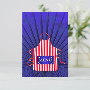 Patriotic USA Chef Red White Blue BBQ Cooking  Invitation