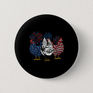 Patriotic Usa Chicken 4th Of July Independence Day 6 Cm Round Badge