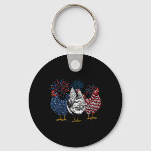 Patriotic Usa Chicken 4th Of July Independence Day Key Ring