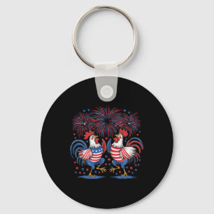 Patriotic Usa Chicken Usa Flag 4th Of July Men Wom Key Ring