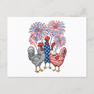 Patriotic USA Chicken USA Hen 4th Of July Postcard