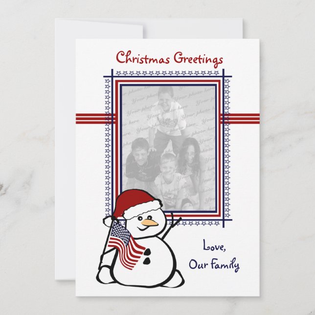 Patriotic USA Christmas Holiday Card (Front)