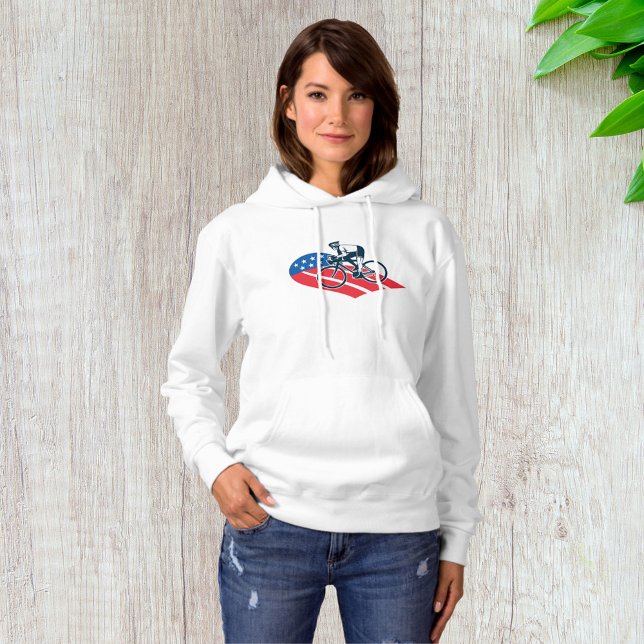 Patriotic USA Cycling American Flag Bike Rider  Hoodie (Creator Uploaded)
