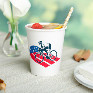 Patriotic USA Cycling American Flag Bike Rider Paper Cups