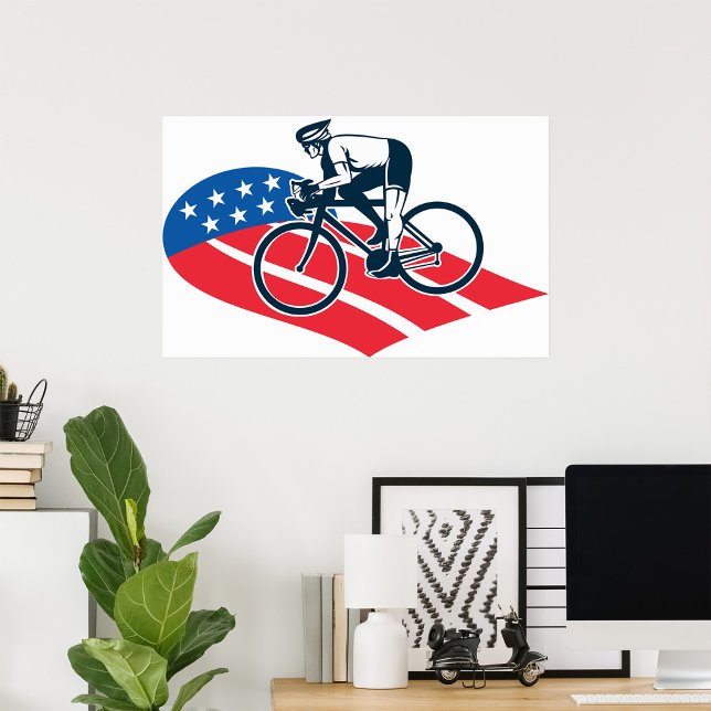 Patriotic USA Cycling American Flag Bike Rider  Poster (Creator Uploaded)