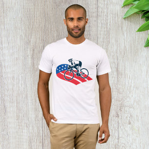 Patriotic USA Cycling American Flag Bike Rider  T-Shirt