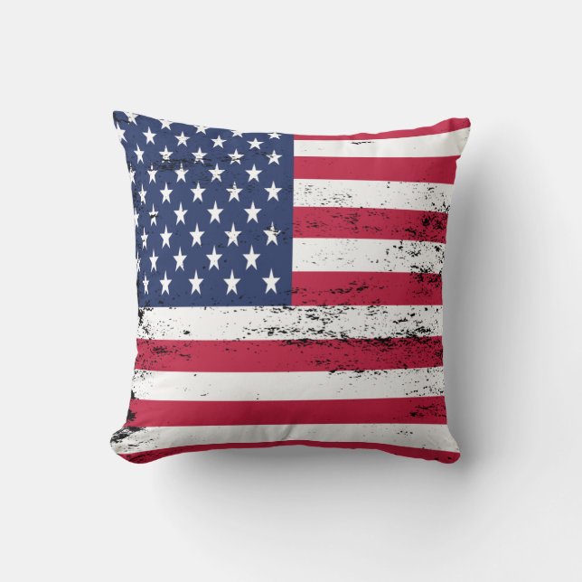Patriotic USA Distressed Design Style Flag Cushion (Front)