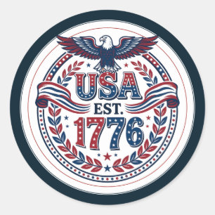Patriotic USA Eagle Emblem Classic Round Sticker