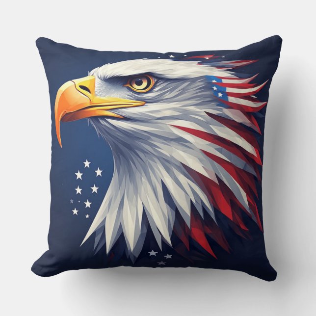 Patriotic USA eagle full of pride and strength Cushion (Front)