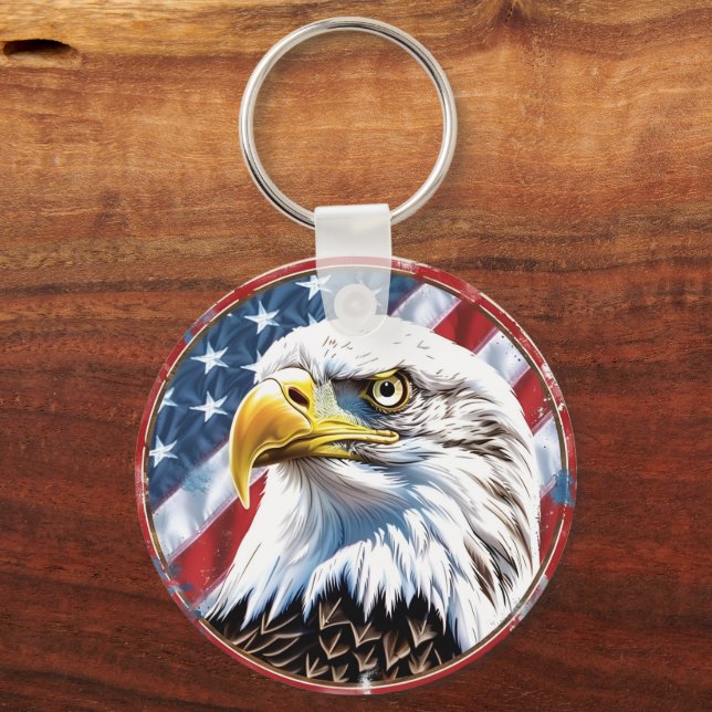 Patriotic USA Eagle Key Ring Gift  (Front)