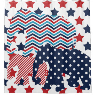 Patriotic USA Elephant Trio Shower Curtain