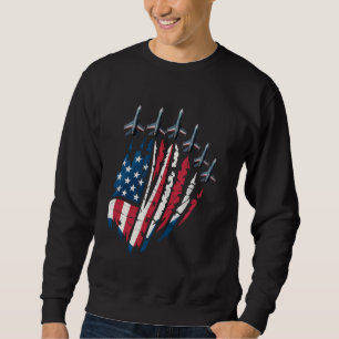 Patriotic USA Fighter Jets American Flag 4th Of Ju Sweatshirt