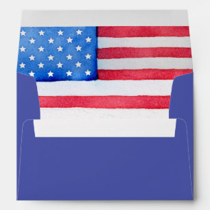 Patriotic USA Flag 4th July Red White and Blue Envelope