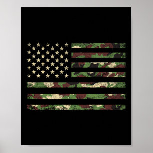 Patriotic Usa Flag 4th Of July Camo American Flag Poster