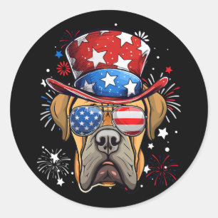 Patriotic Usa Flag 4th Of July Dog Lover Classic Round Sticker