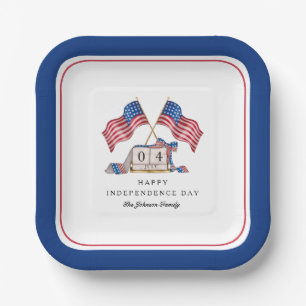 Patriotic USA Flag 4th Of July Paper Plate