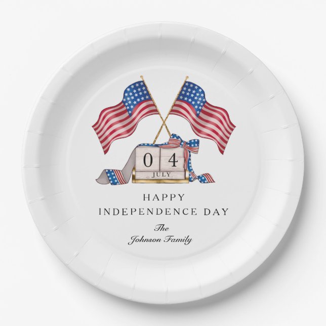 Patriotic USA Flag 4th Of July Paper Plate (Front)