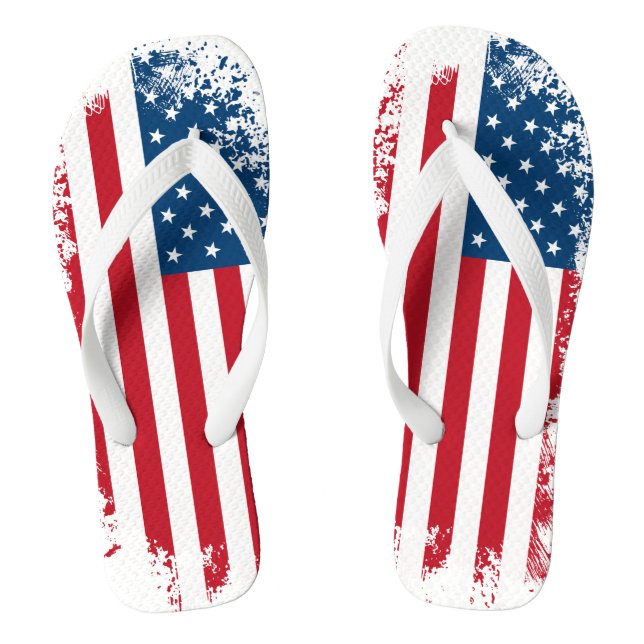 Patriotic USA Flag Adult Flip Flops (Footbed)