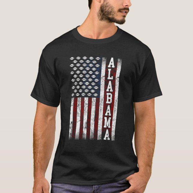 Patriotic USA Flag Alabama Football Season Party M T-Shirt (Front)